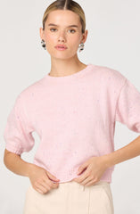 Colette Flecked Knit Short Sleeve Sweater