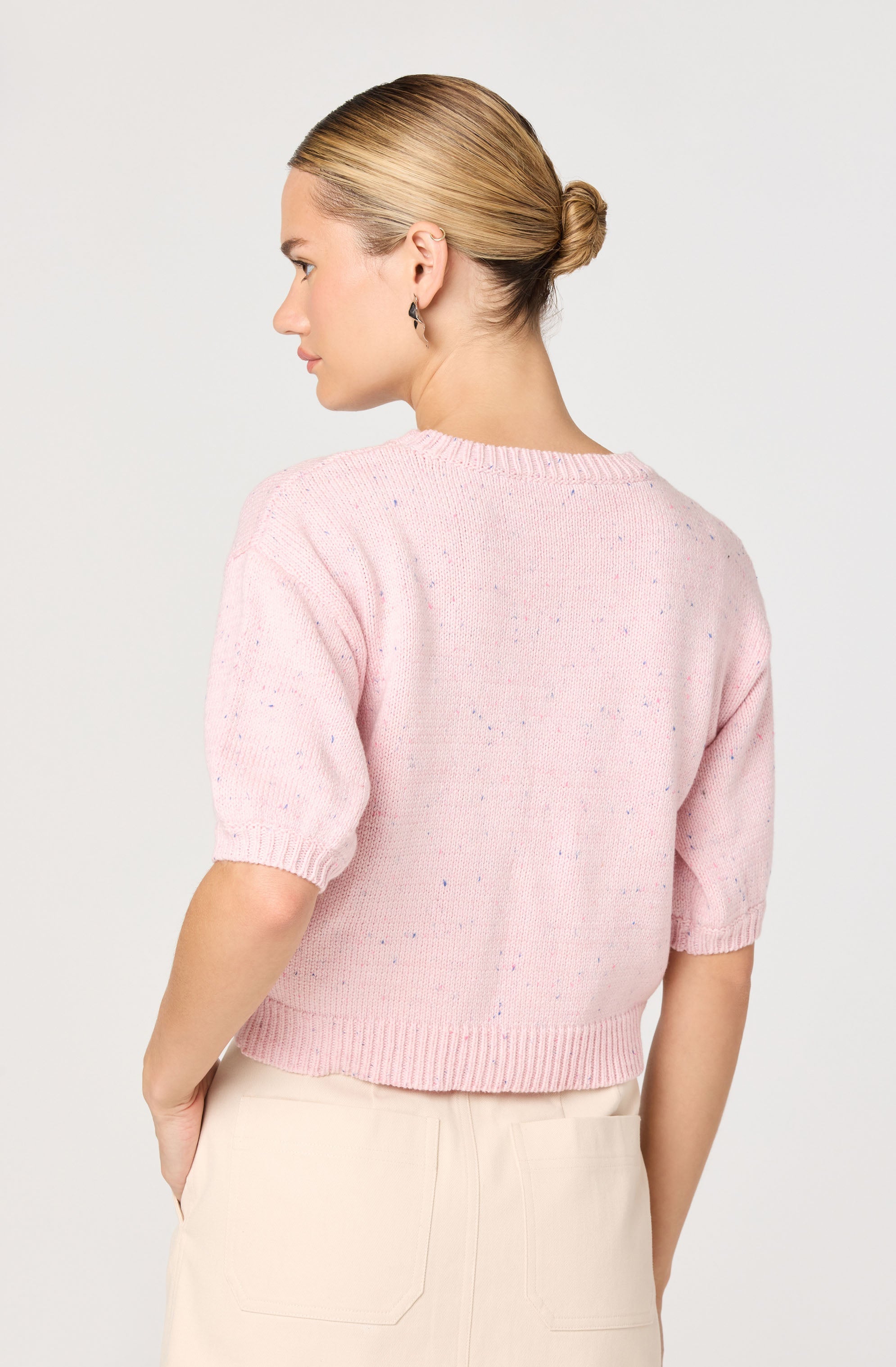 Colette Flecked Knit Short Sleeve Sweater