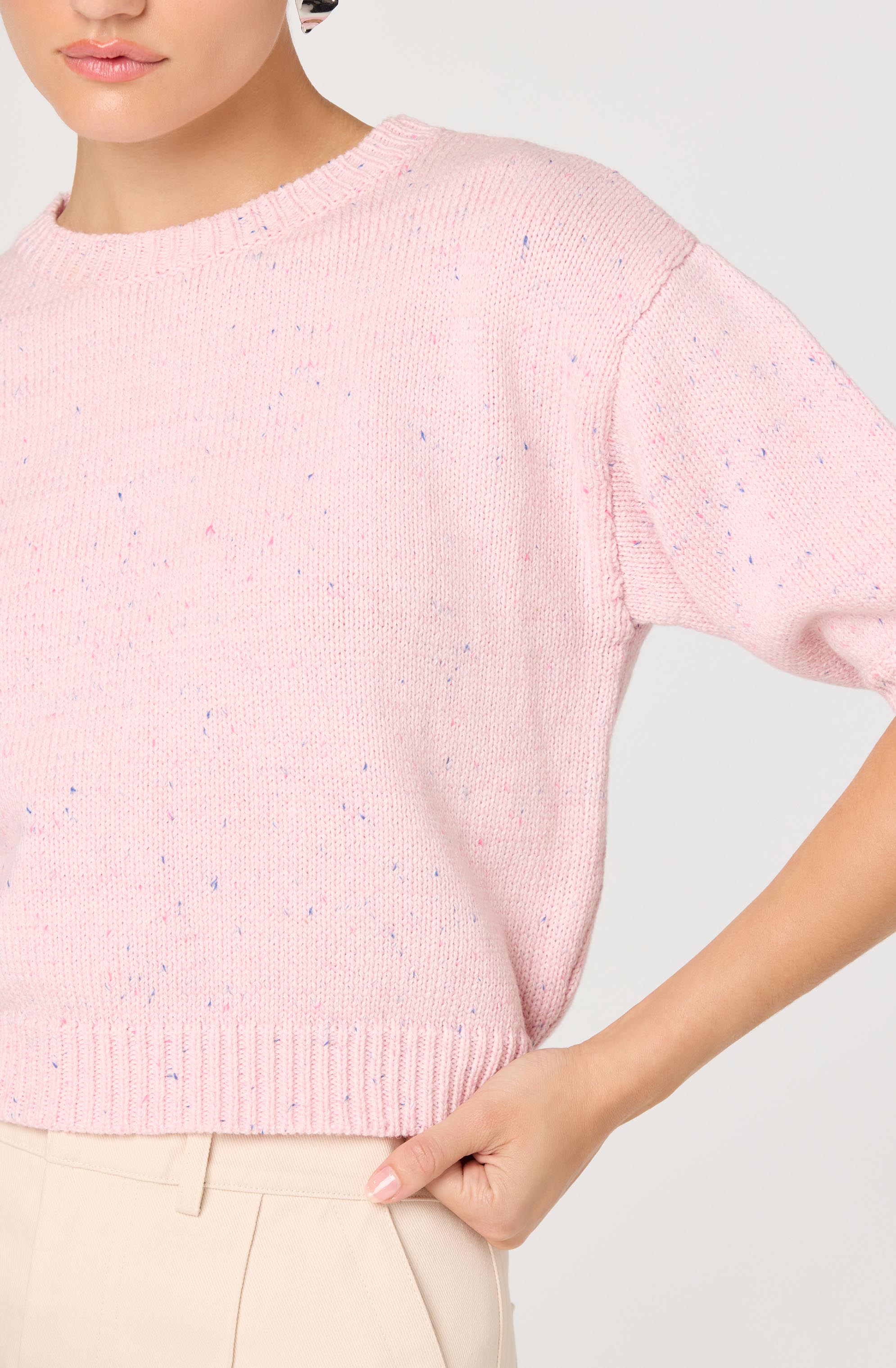Colette Flecked Knit Short Sleeve Sweater