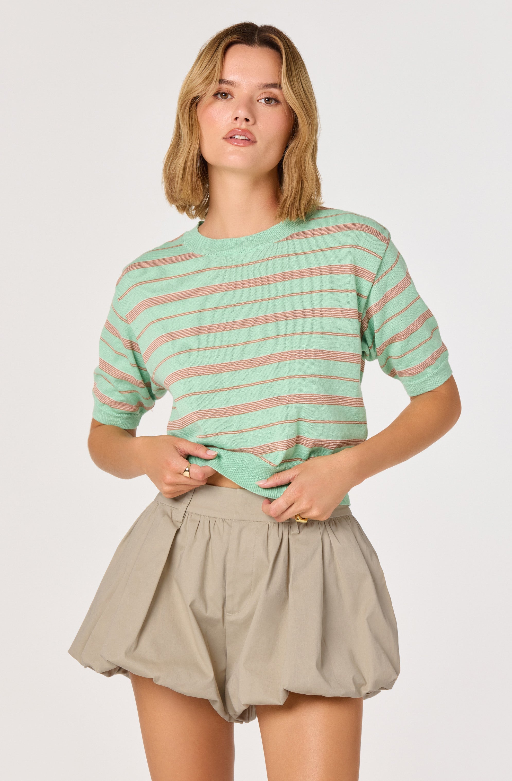 Colette Striped Knit Crew Neck Sweater
