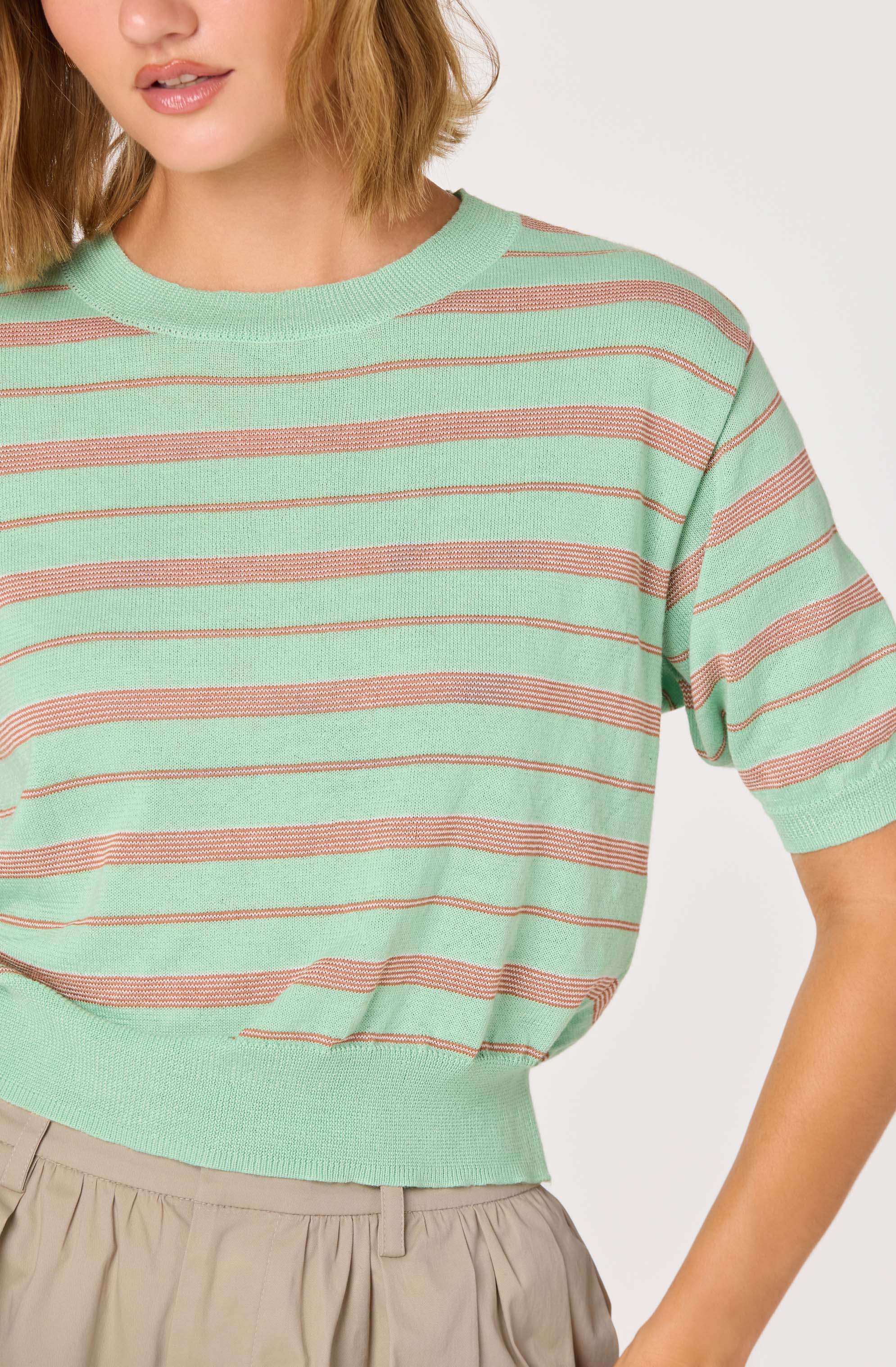 Colette Striped Knit Crew Neck Sweater