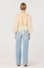 Amie Shirred Balloon Sleeve Peplum Top
