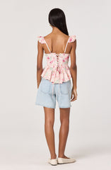 Baylin Eyelet Corset Peplum Top