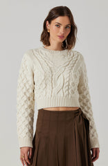Caila Cable Knit Cropped Sweater