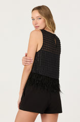 Etheos Metallic Feather Trim Top