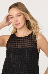 Etheos Metallic Feather Trim Top