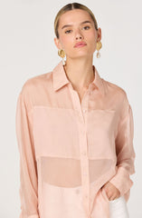 Evie Sheer Collared Button-Front Top