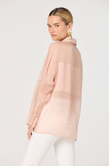 Evie Sheer Collared Button-Front Top