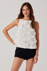Floria 3D Floral Appliqu茅 Top