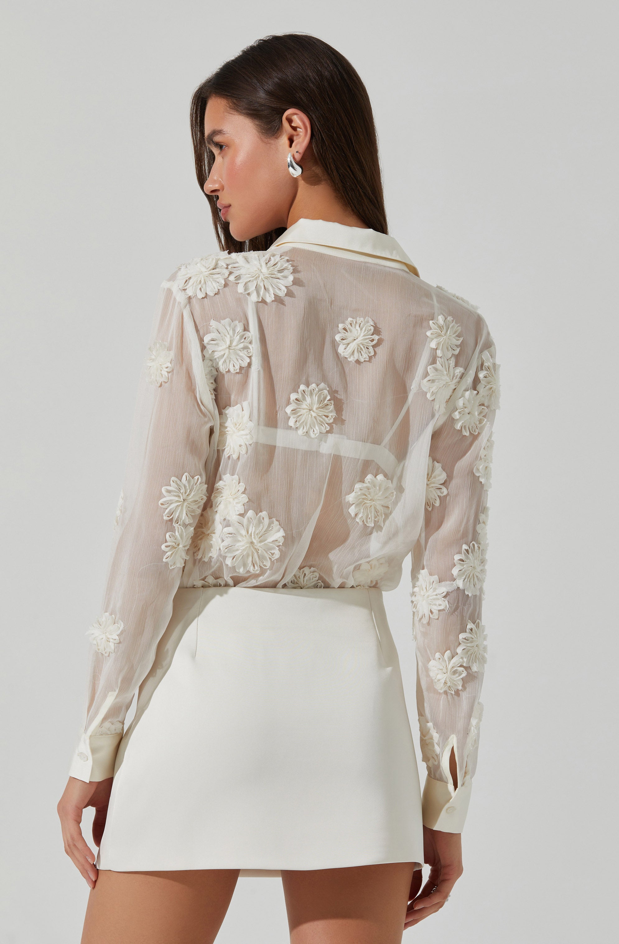 Ioannis Sheer 3D Floral Shirt