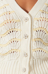 Janira Wavy Stripe Pointelle Cardigan
