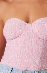 Indie Strapless Tweed Bustier Top