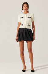 Averie Contrast Bow Cardigan