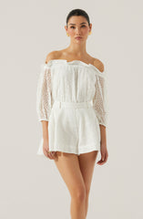 Brissa Eyelet Flared Shorts