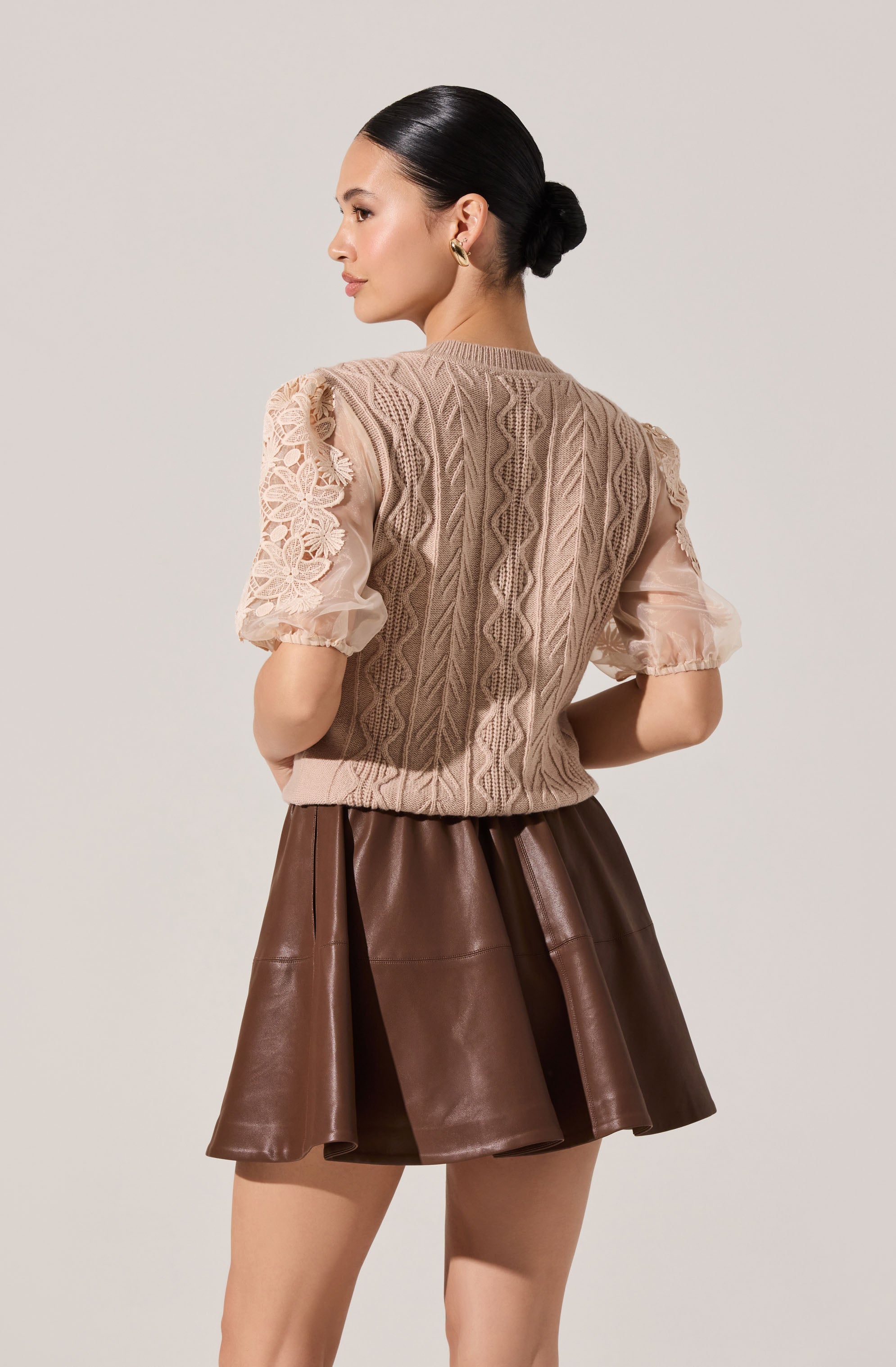 Elize Contrast Cable Knit Sweater