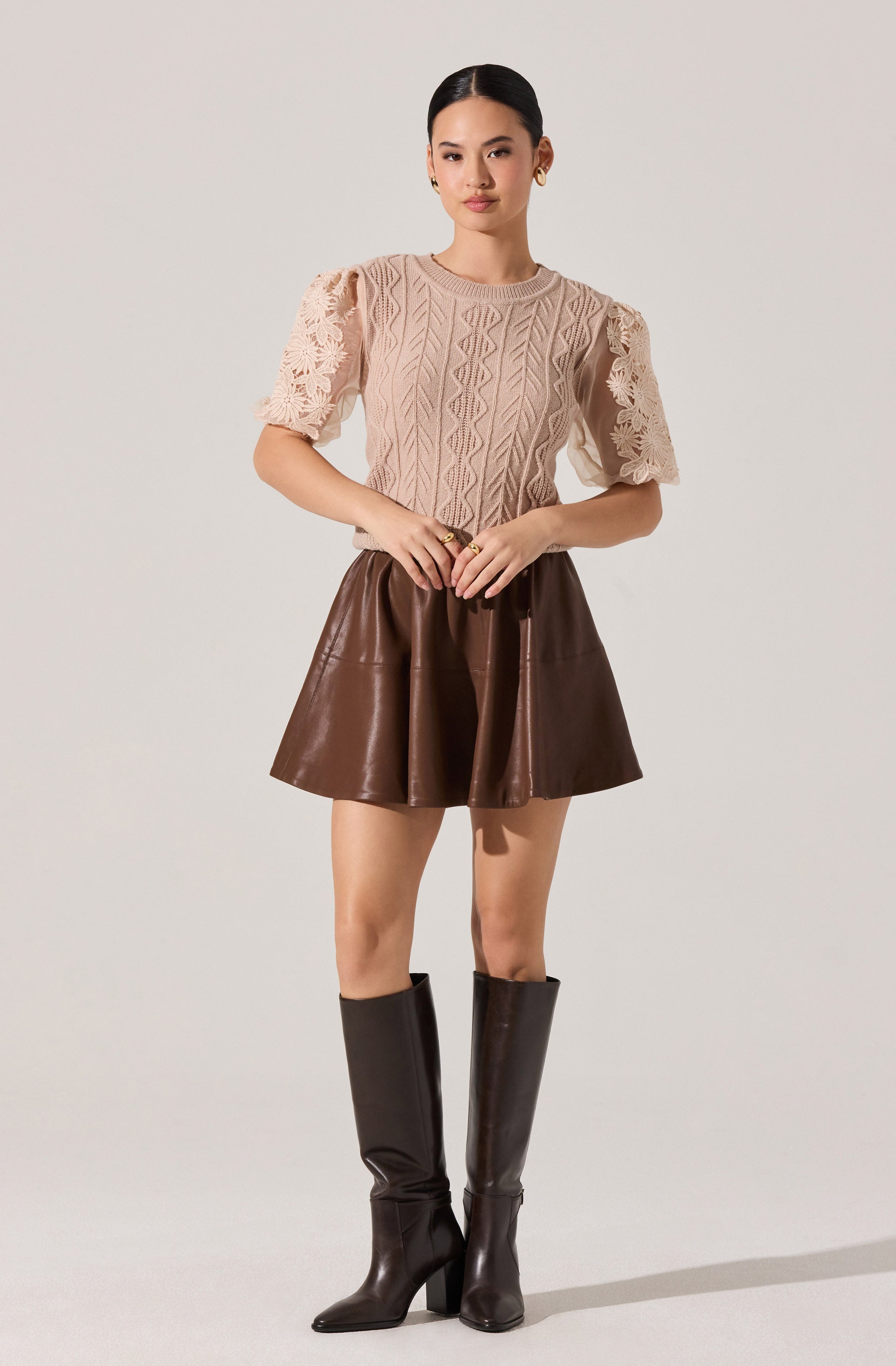 Elize Contrast Cable Knit Sweater