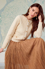 Darthy Textured Knit Crest Button Lady Jacket