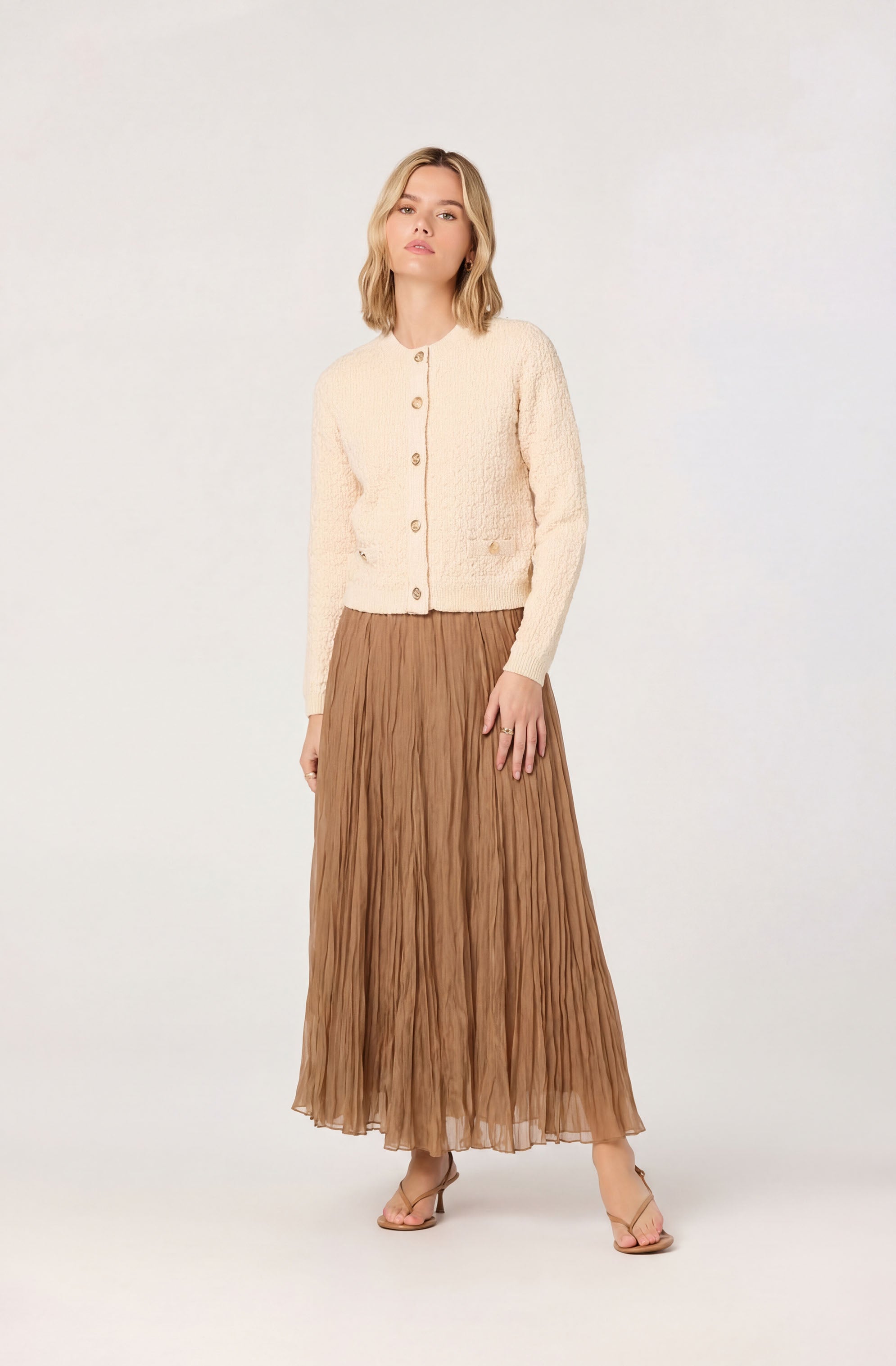 Darthy Textured Knit Crest Button Lady Jacket