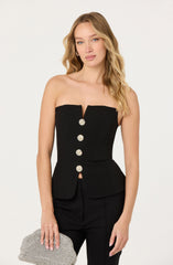 Annemarie Strapless Button Detail Top