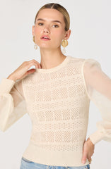 Ann Crochet Knit Balloon Sleeve Sweater