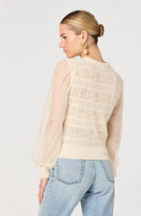 Ann Crochet Knit Balloon Sleeve Sweater