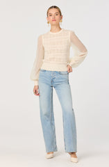 Ann Crochet Knit Balloon Sleeve Sweater