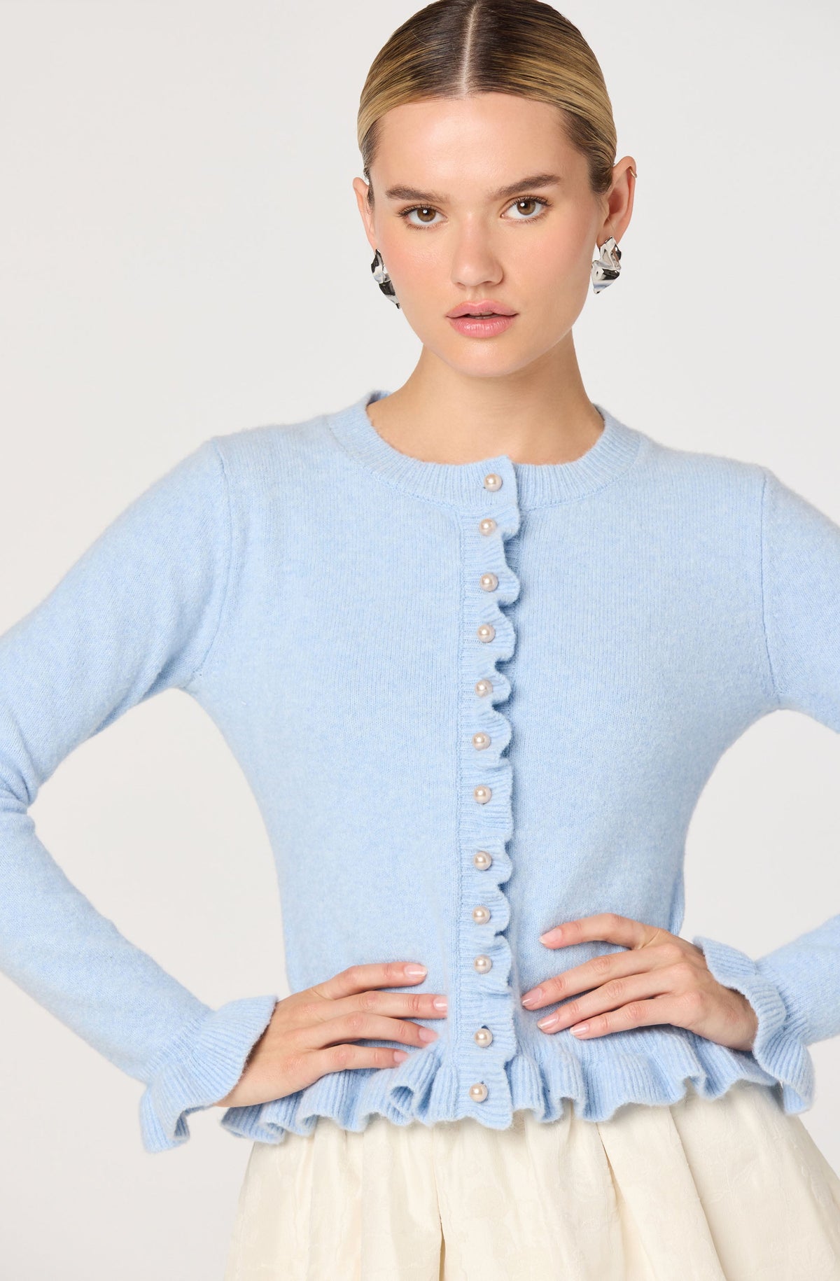 Eowyn Brushed Knit Pearl Button Cardigan