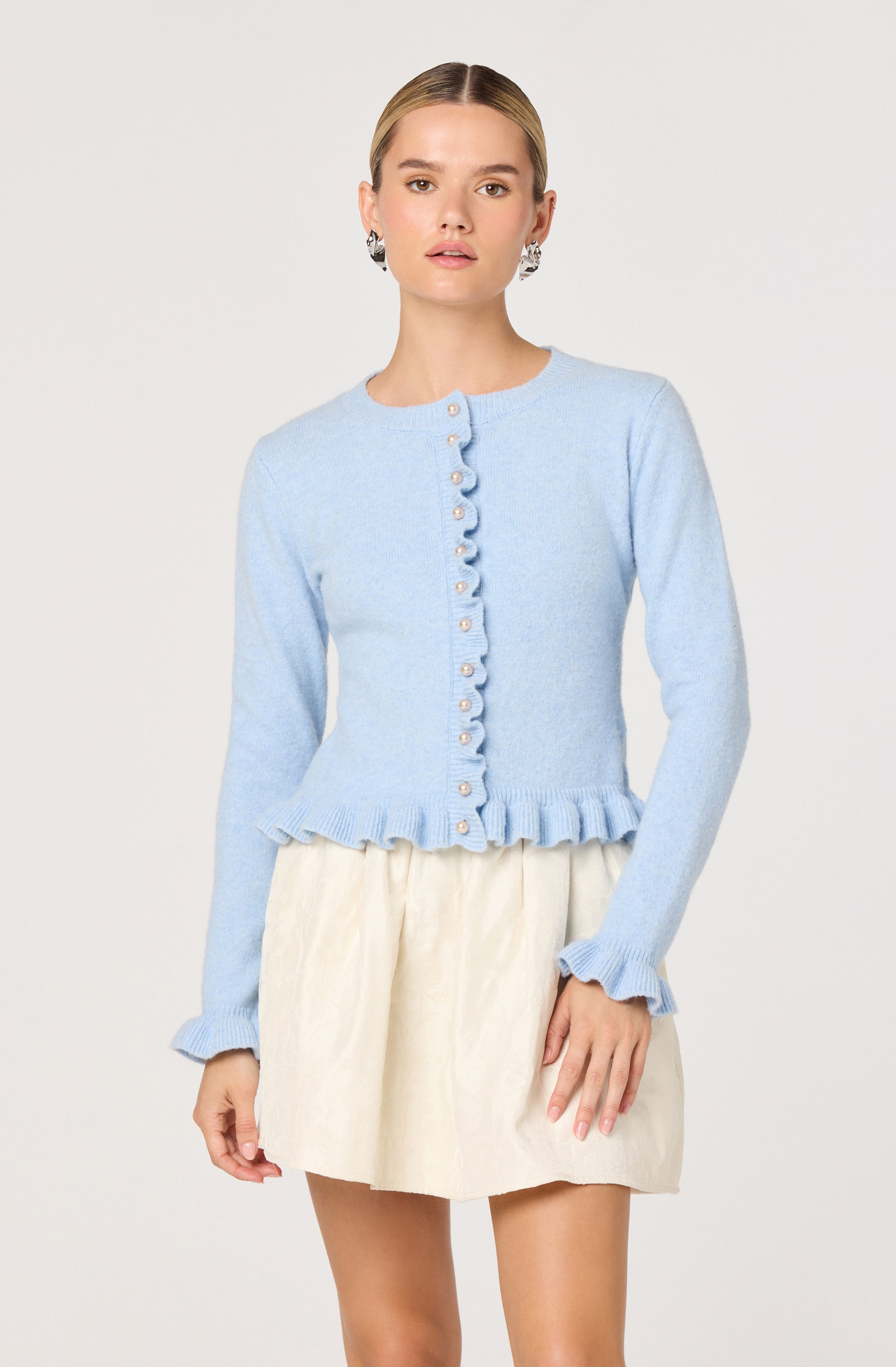 Eowyn Brushed Knit Pearl Button Cardigan