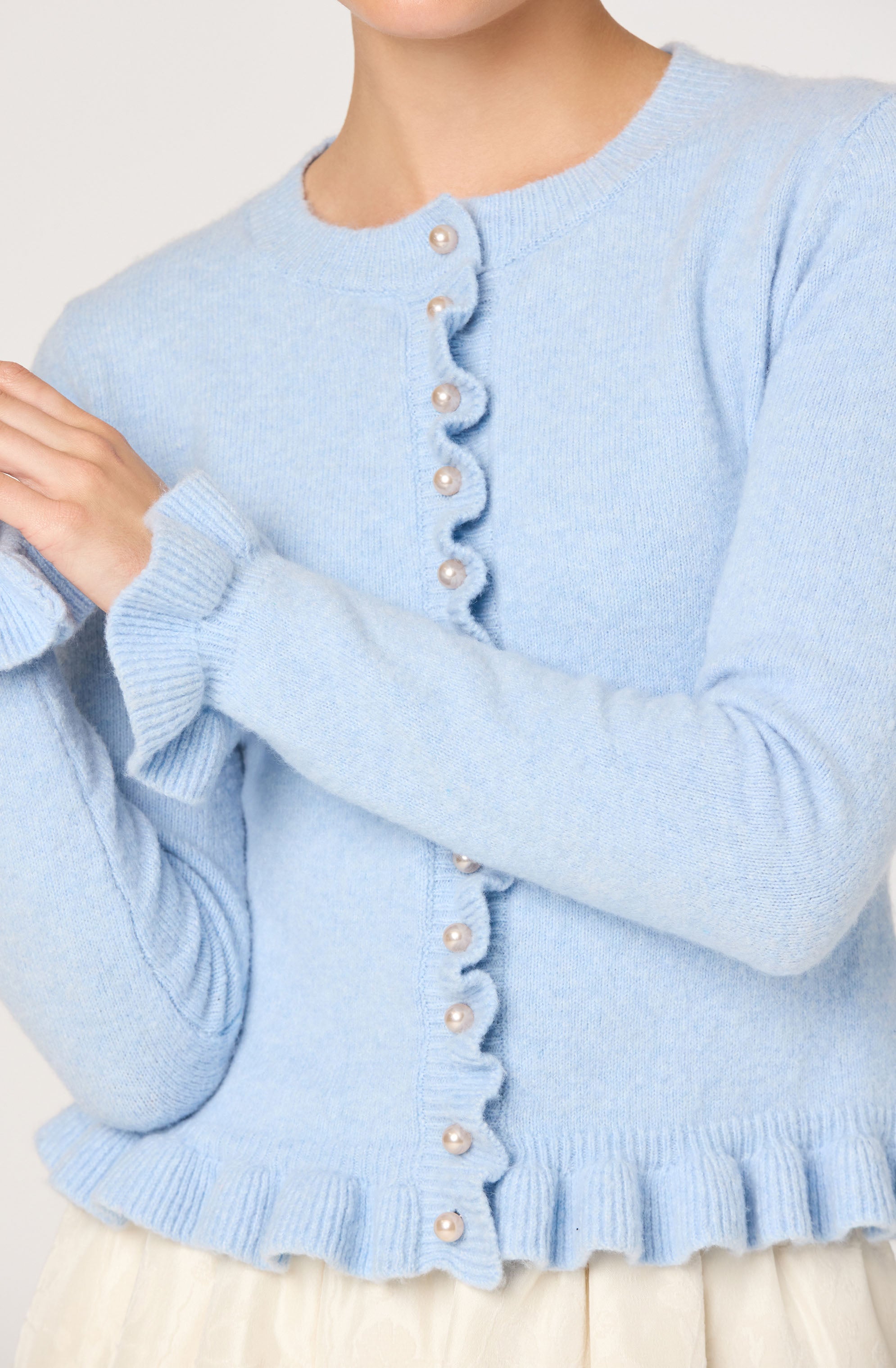 Eowyn Brushed Knit Pearl Button Cardigan