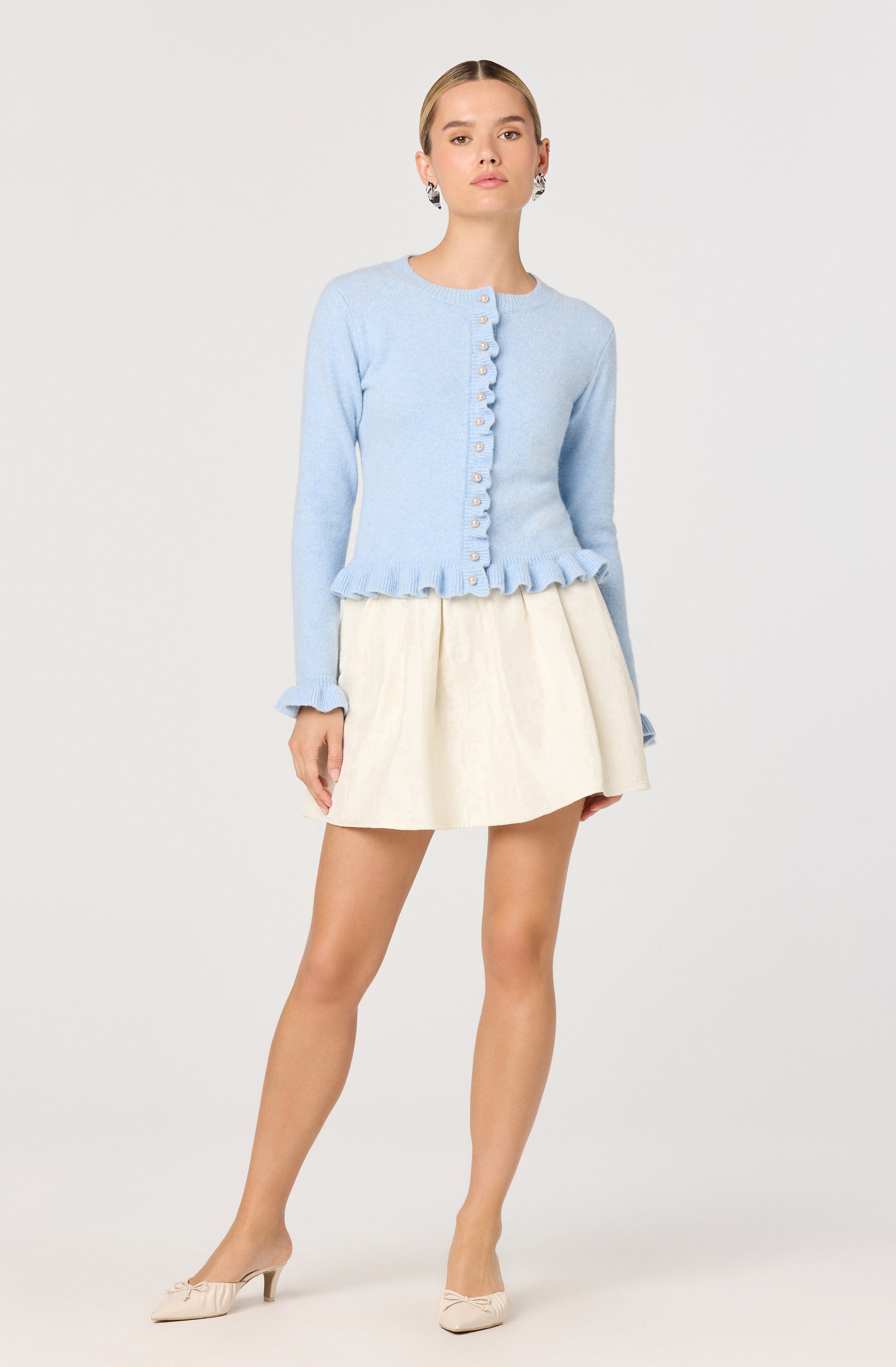 Eowyn Brushed Knit Pearl Button Cardigan