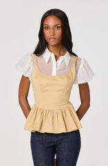 Carrington Mixed Media Layered Peplum Top