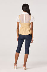 Carrington Mixed Media Layered Peplum Top