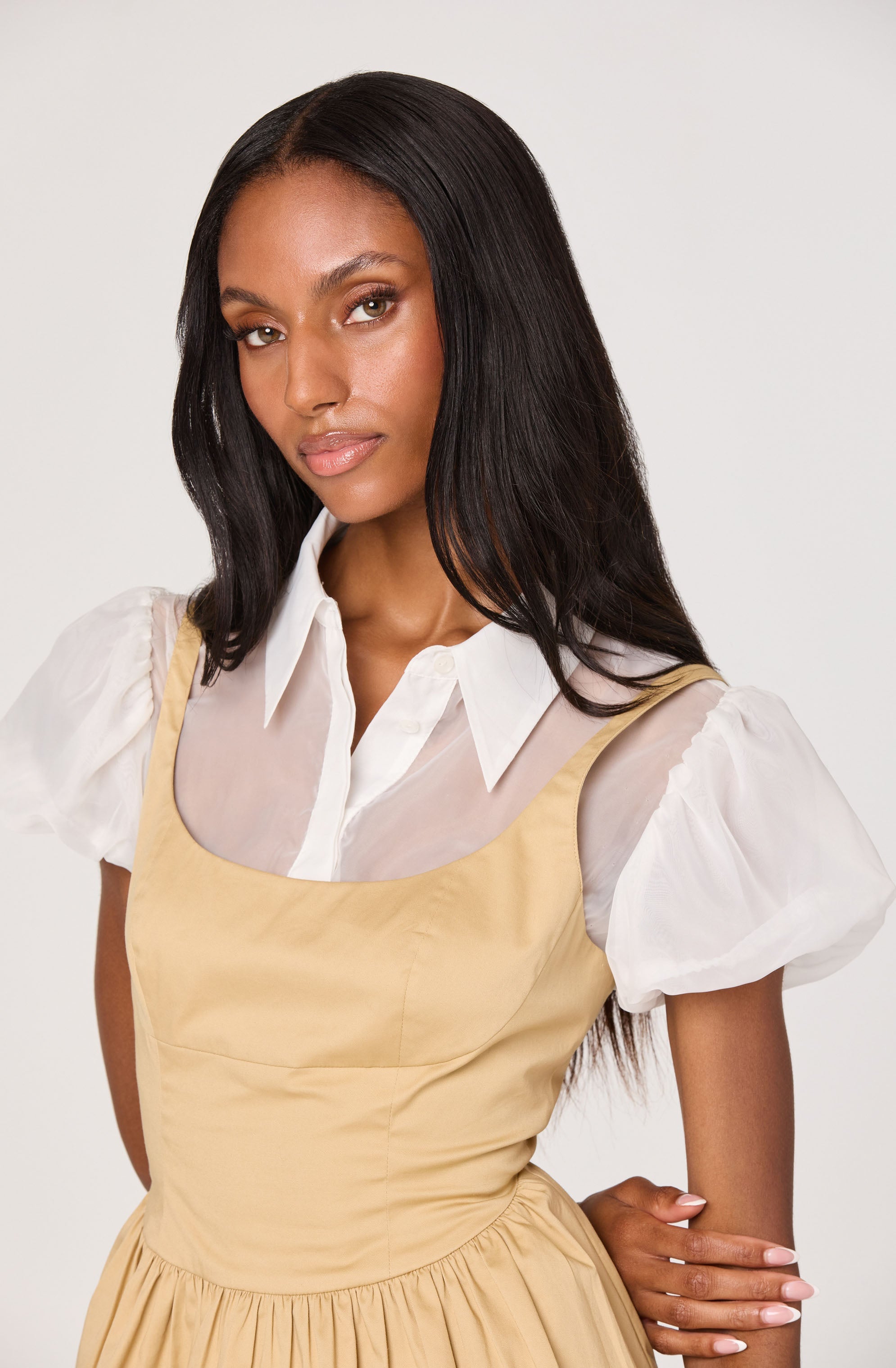 Carrington Mixed Media Layered Peplum Top