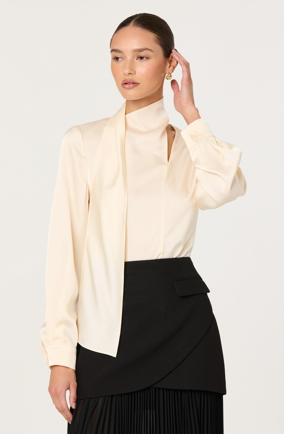 Felisita Satin Cutout Scarf Top