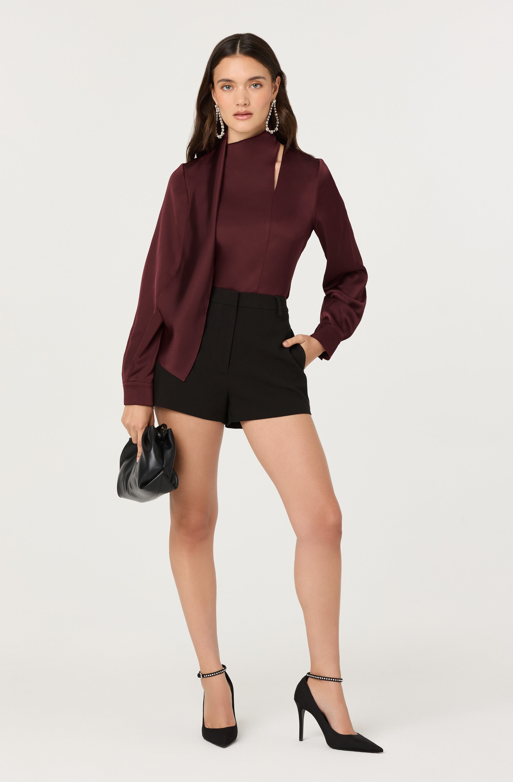 Felisita Satin Cutout Scarf Top