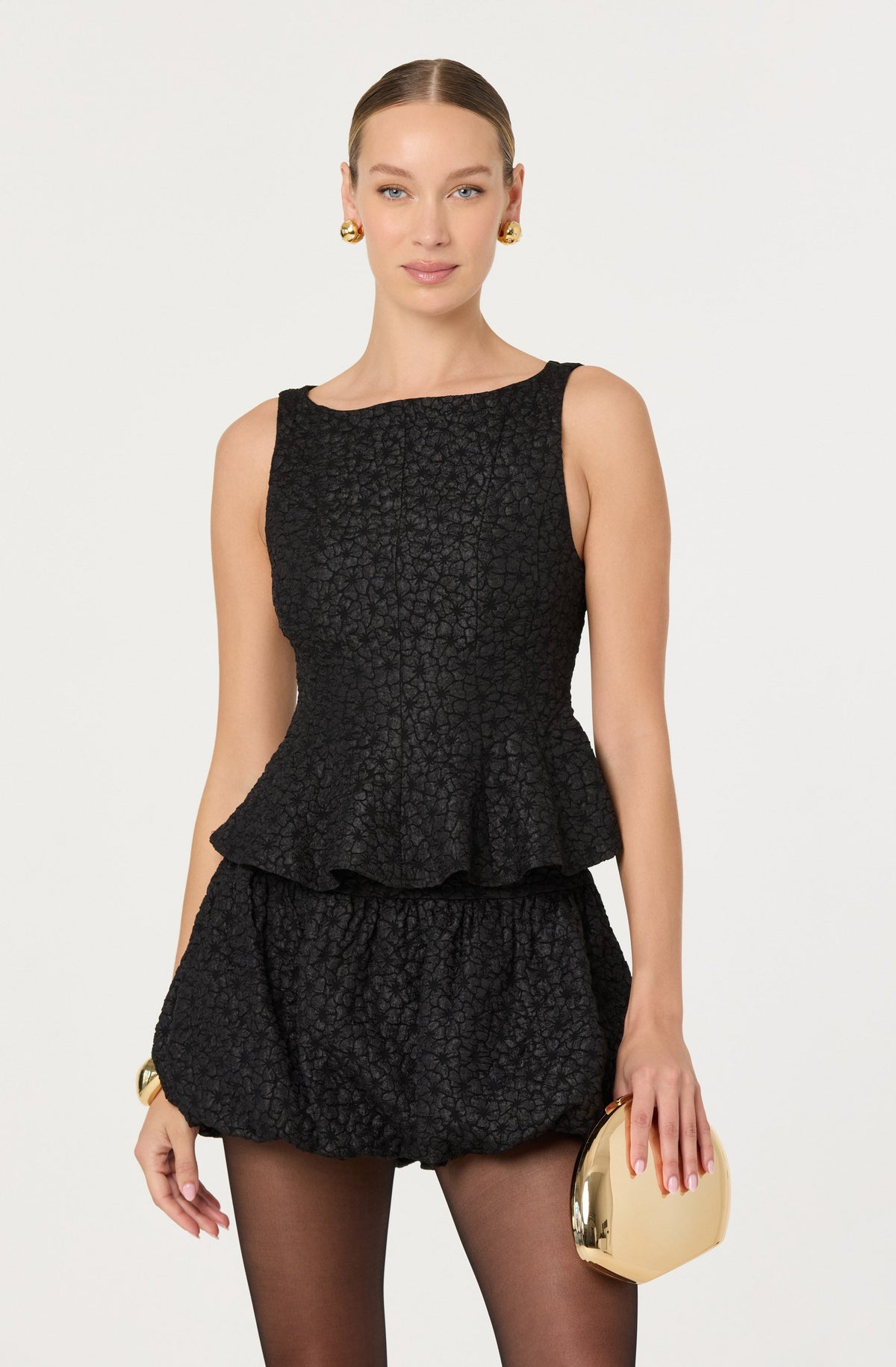 Alea Floral Textured Peplum Top