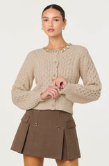 Cathryn Embellished Cable Knit Cardigan