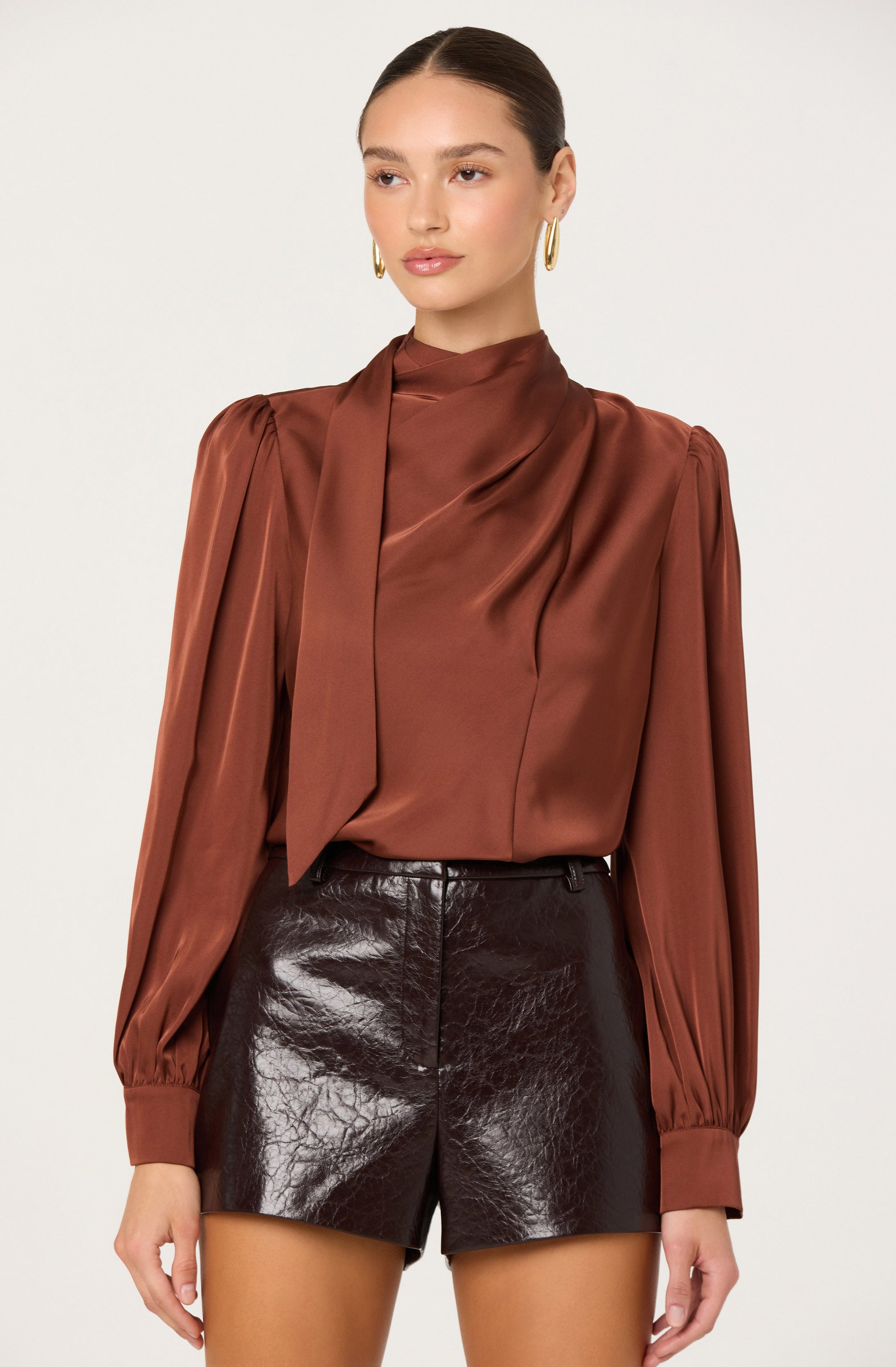 Ivonne High-Neck Satin Top