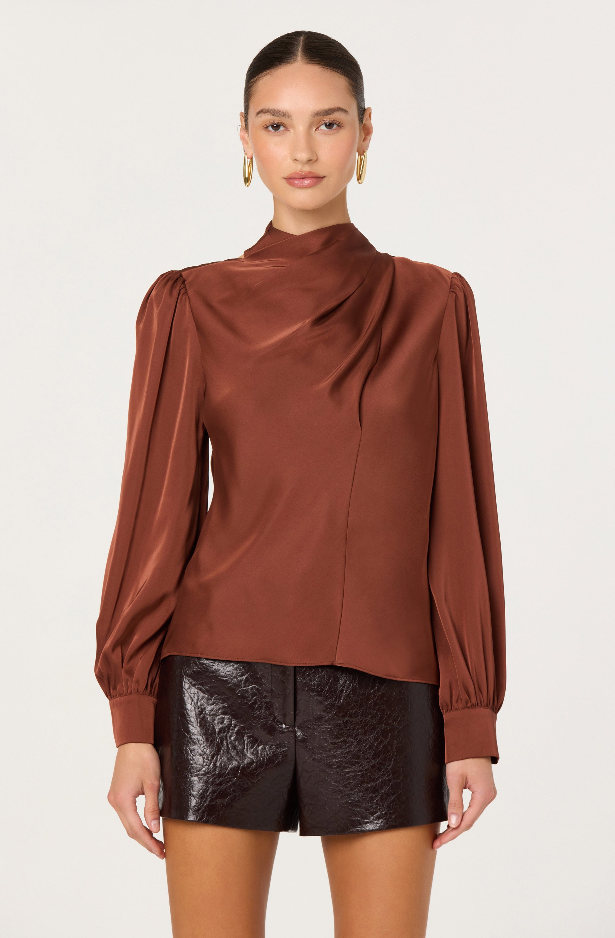 Ivonne High-Neck Satin Top
