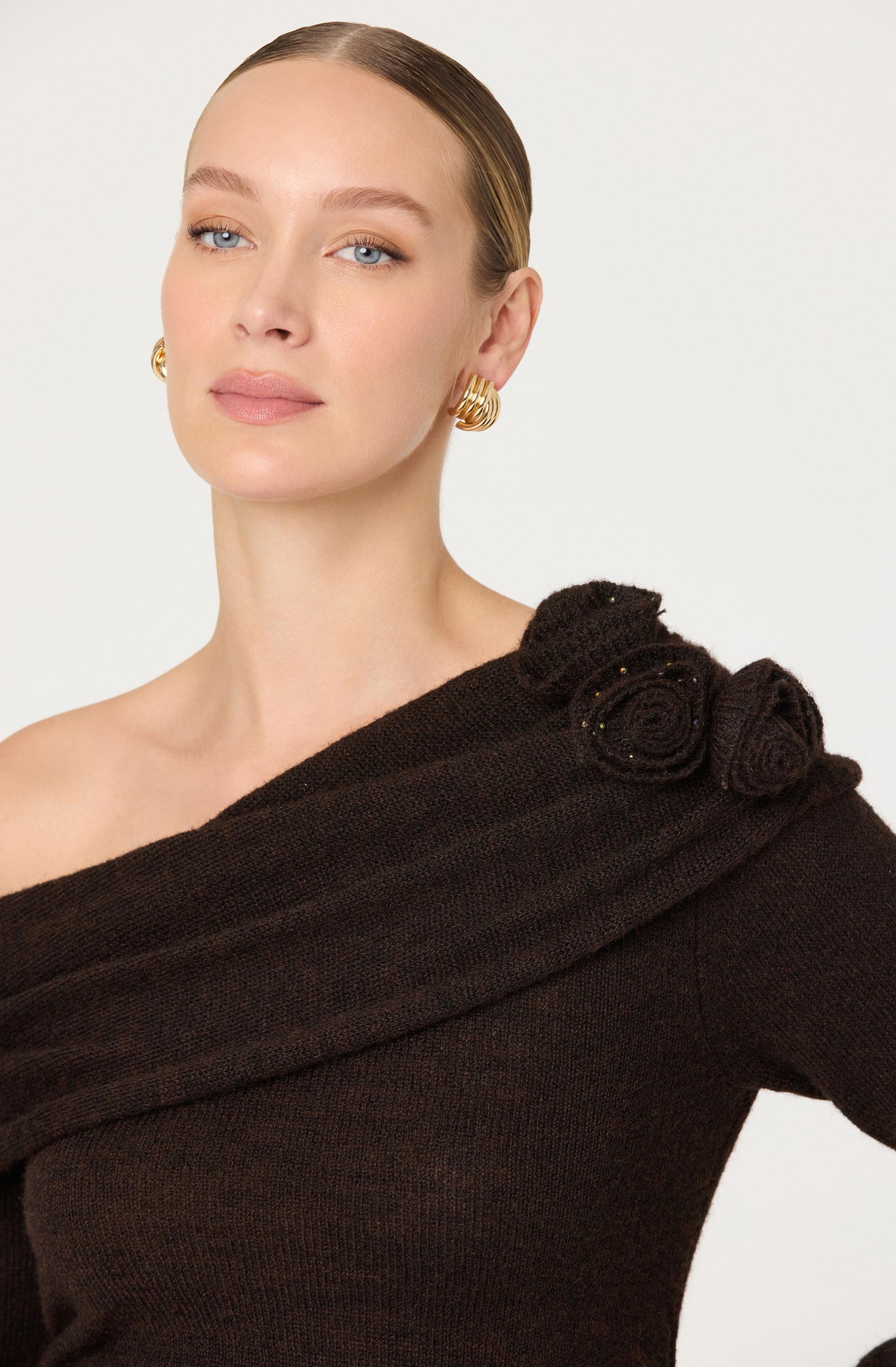 Fenia Off Shoulder Rosette Detail Sweater
