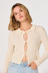 Fannie Cable-Knit Tie-Front Cardigan