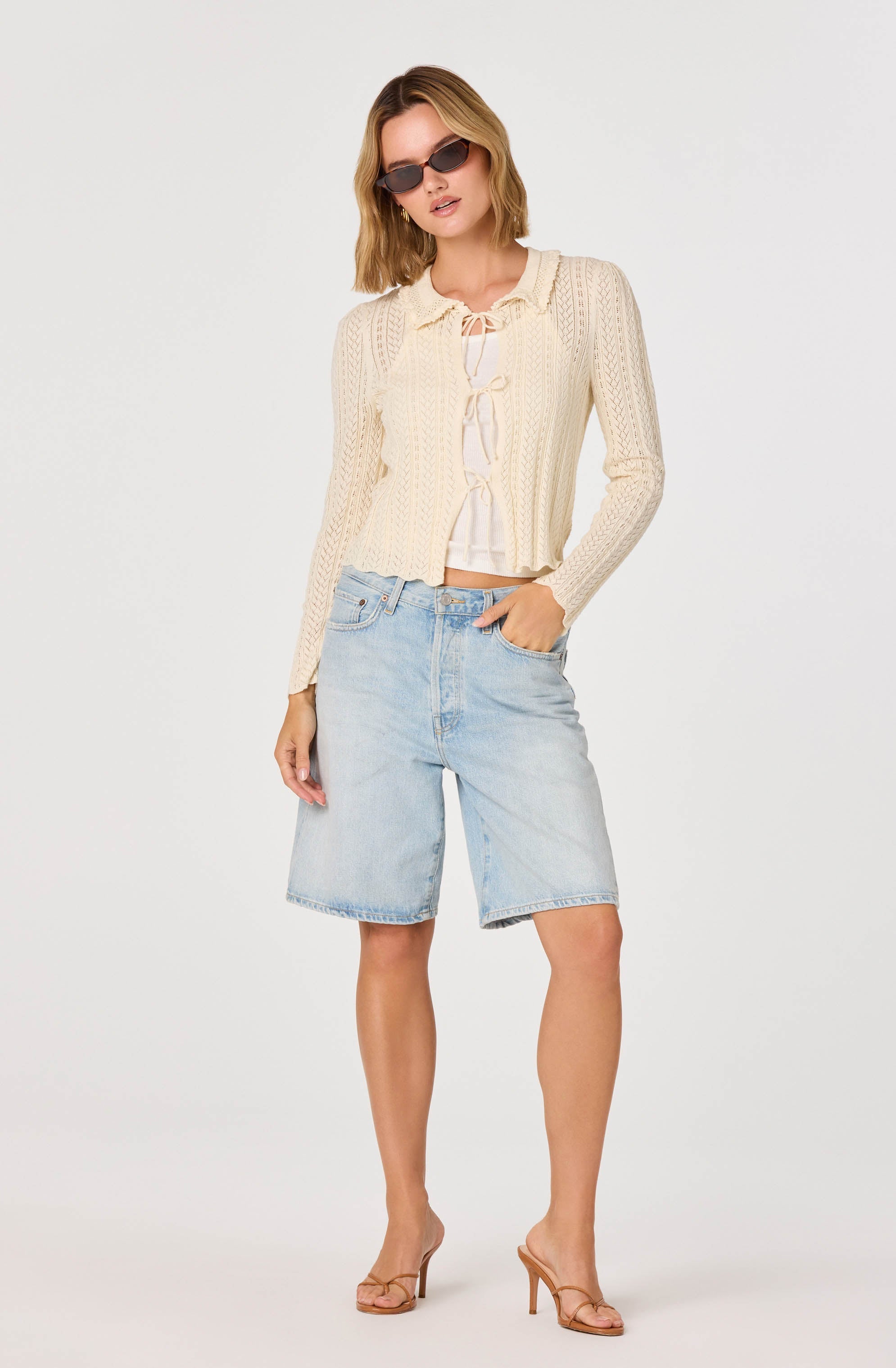 Fannie Cable-Knit Tie-Front Cardigan
