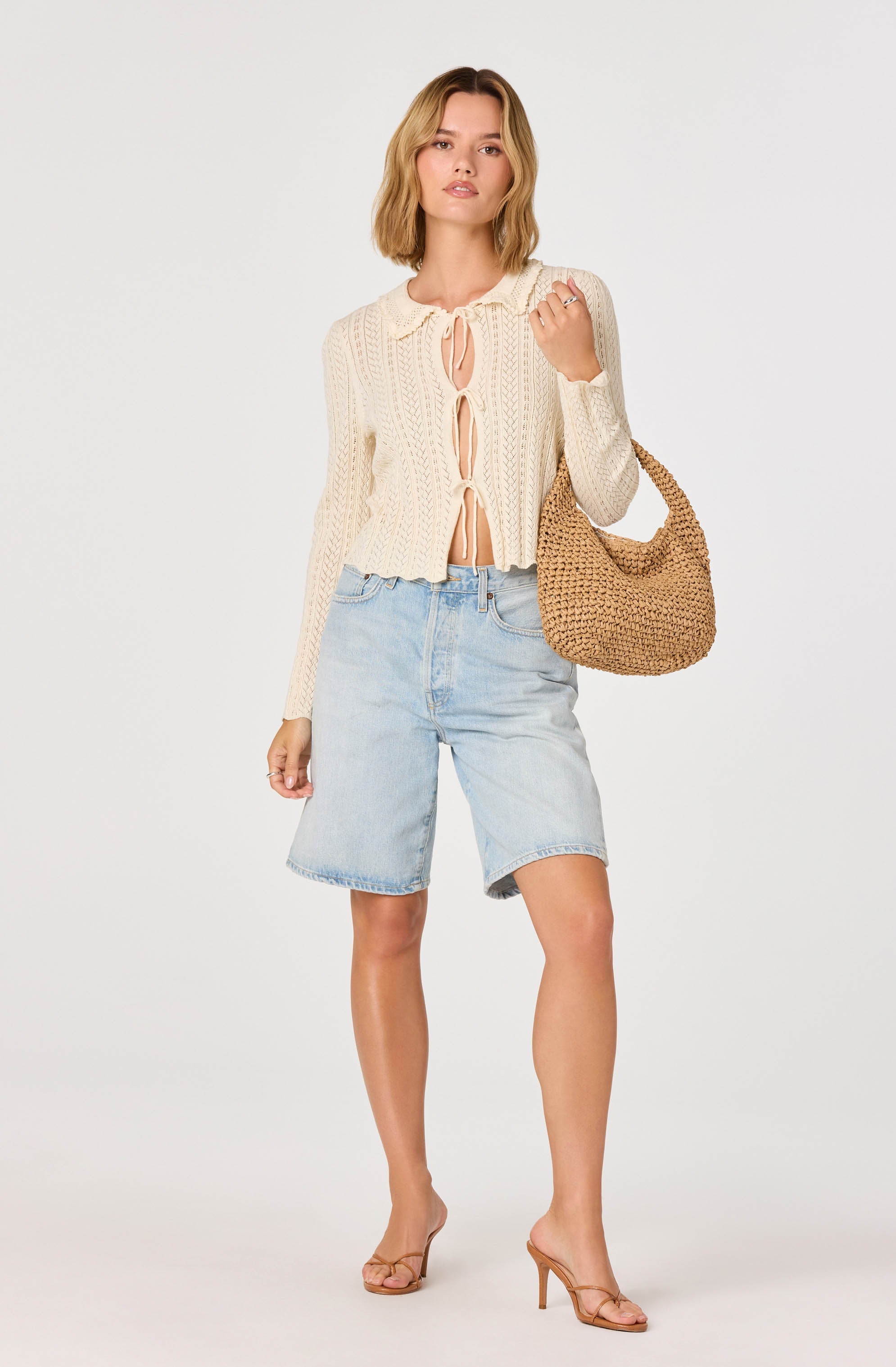 Fannie Cable-Knit Tie-Front Cardigan