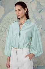 Cordey Collared Balloon Sleeve Poet Top