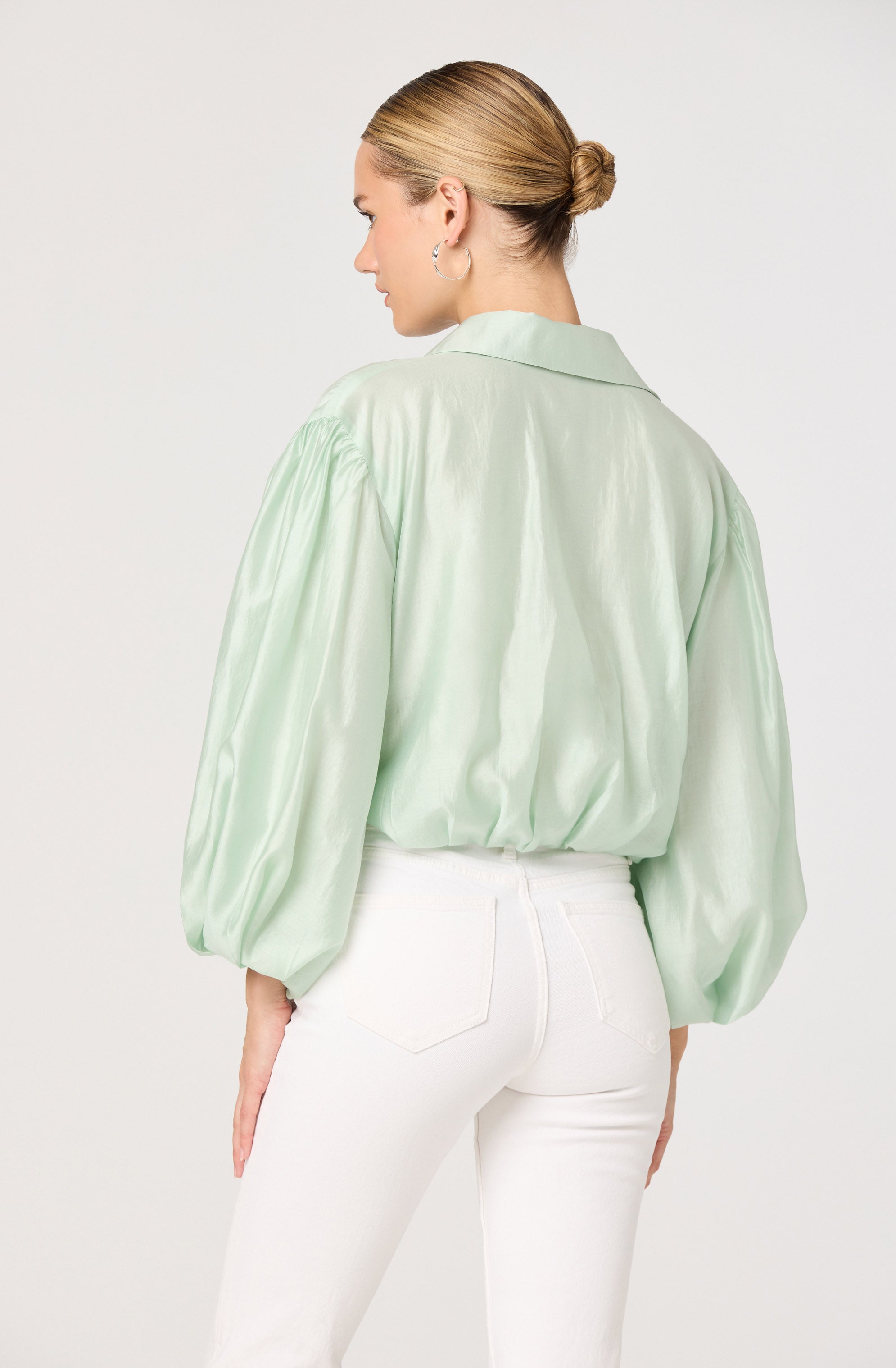 Cordey Collared Balloon Sleeve Poet Top