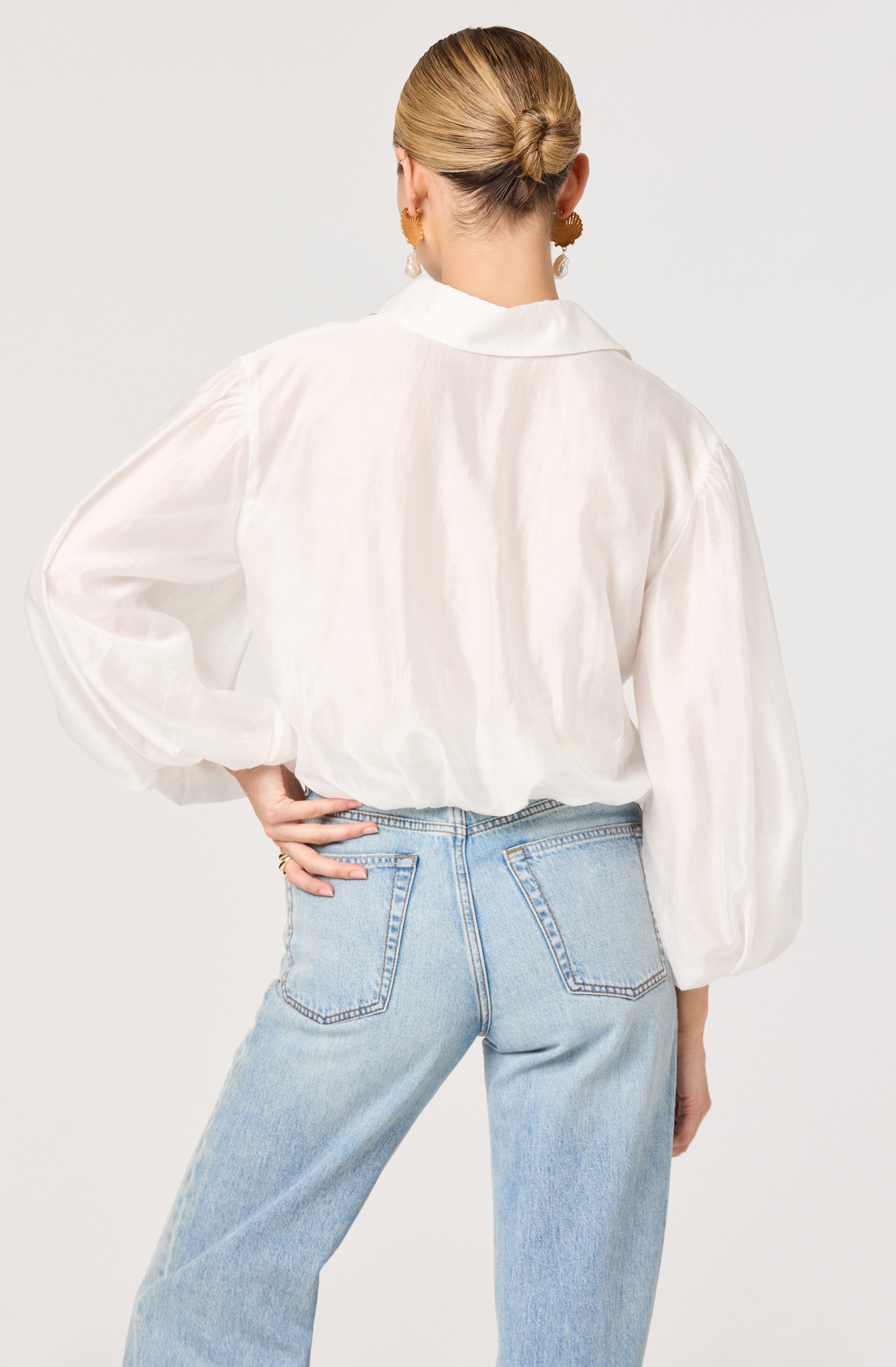 Cordey Collared Balloon Sleeve Poet Top