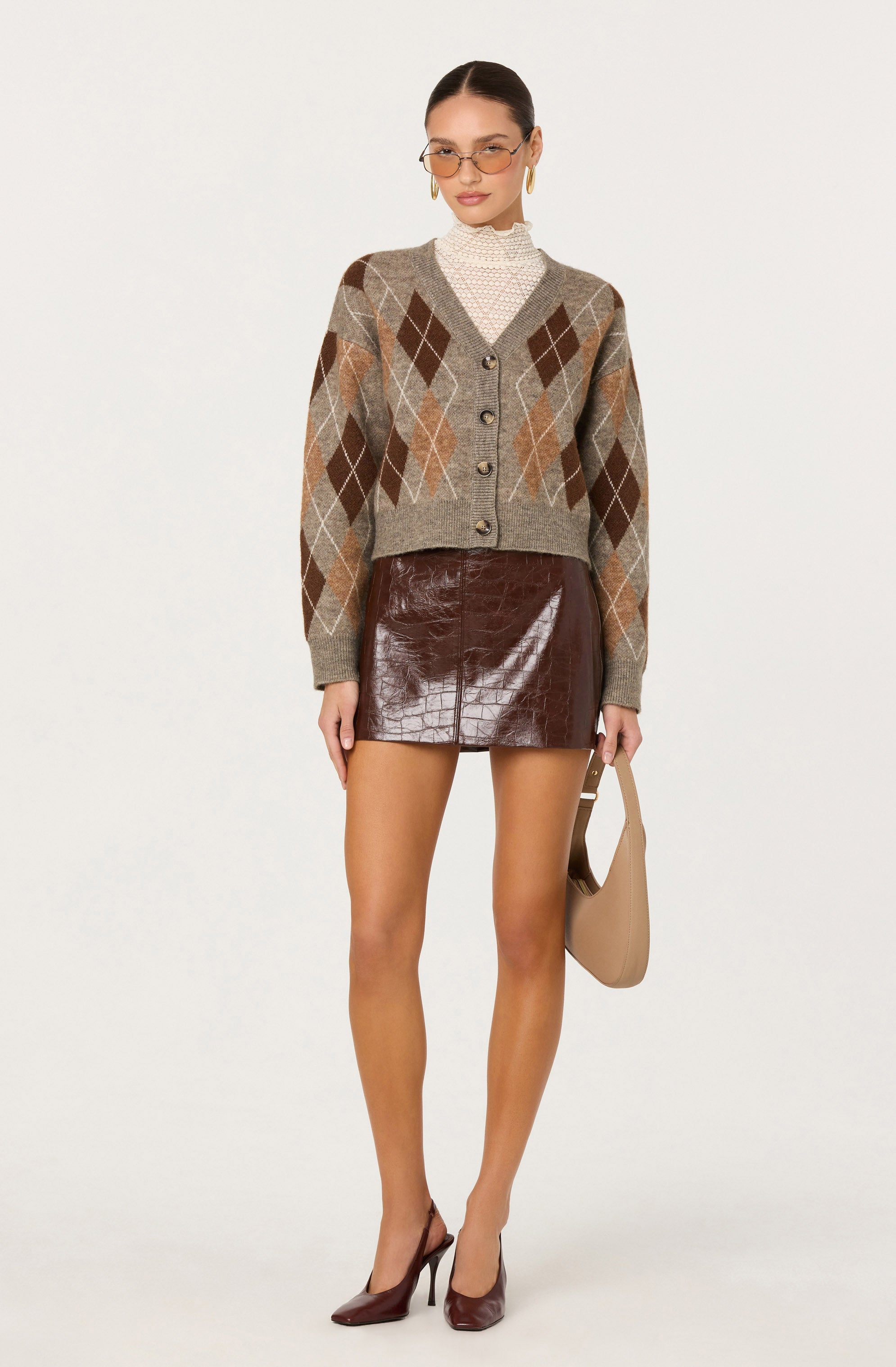 Ashtyn V-neck Argyle Cardigan