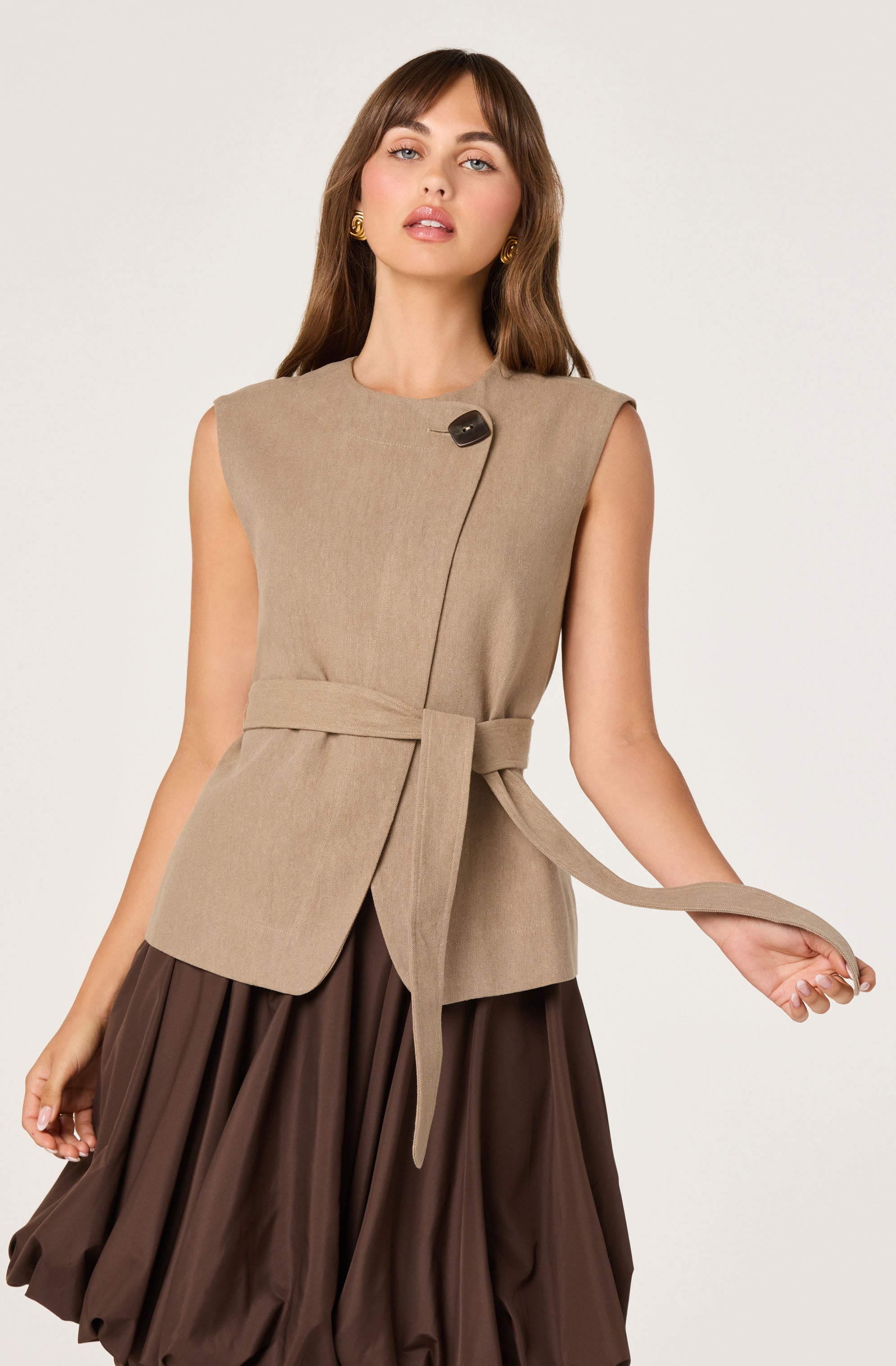 Darrien Belted Asymmetric Vest