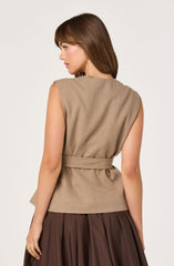 Darrien Belted Asymmetric Vest
