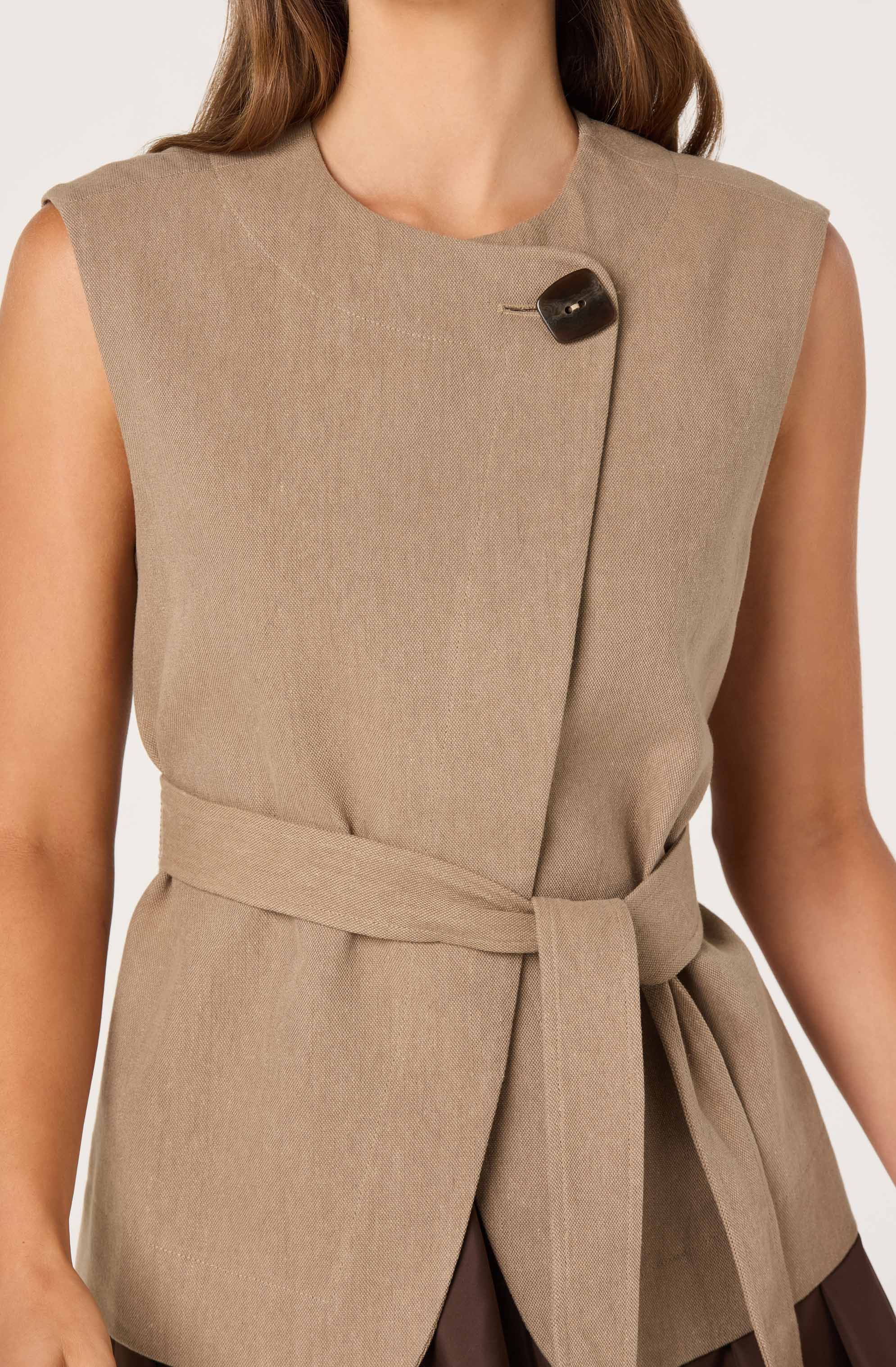 Darrien Belted Asymmetric Vest